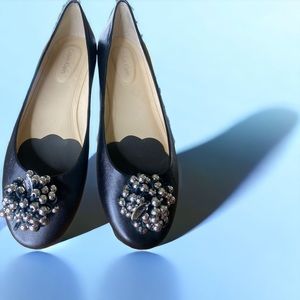 Black leather ballet, flat loafer women’s 7